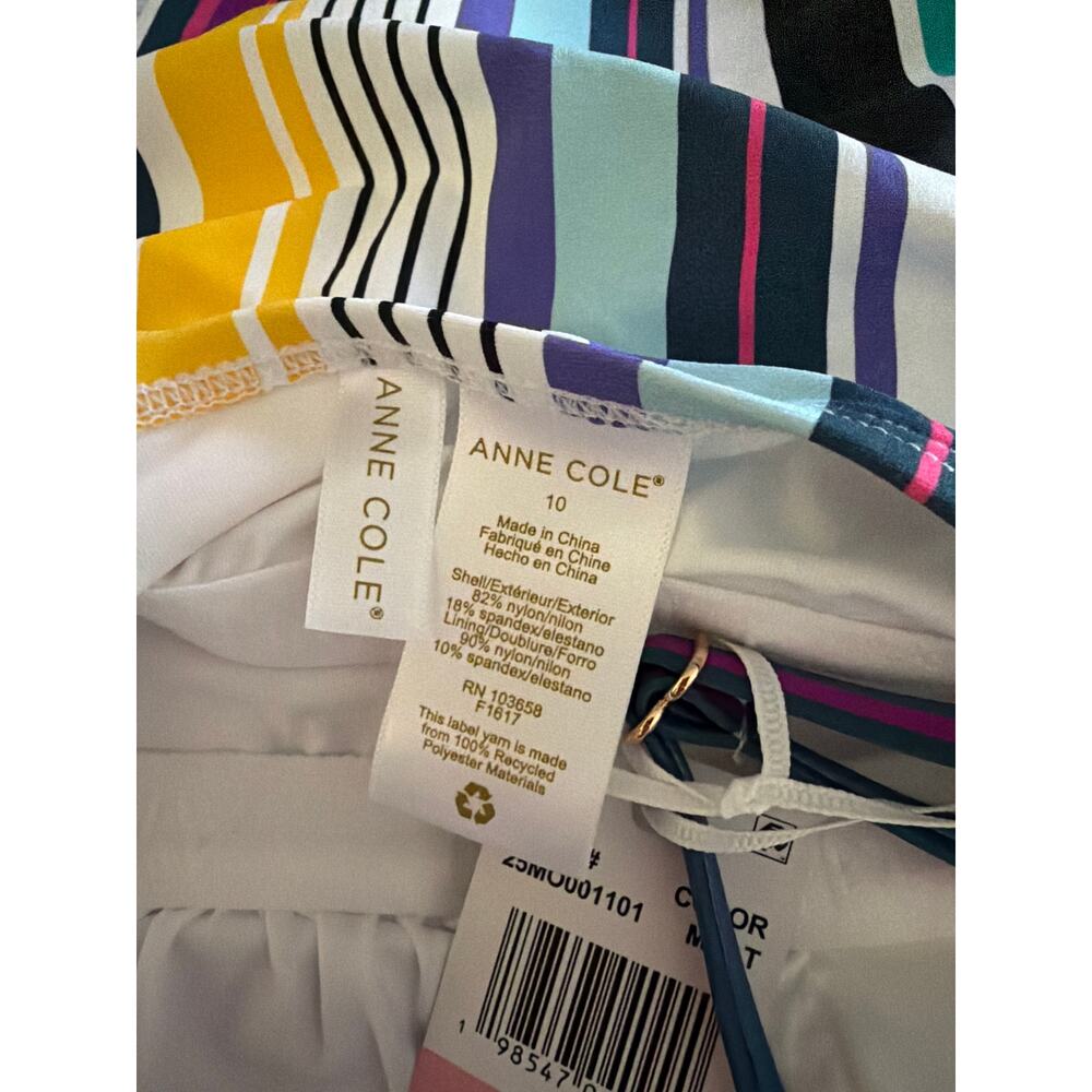 New Anne Cole striped classic lingerie Malliot One Piece Swimsuit - Picture 6 of 7